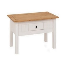 Panama 1 Drawer Coffee Table - L60 x W100 x H44 cm - White/Natural Wax White