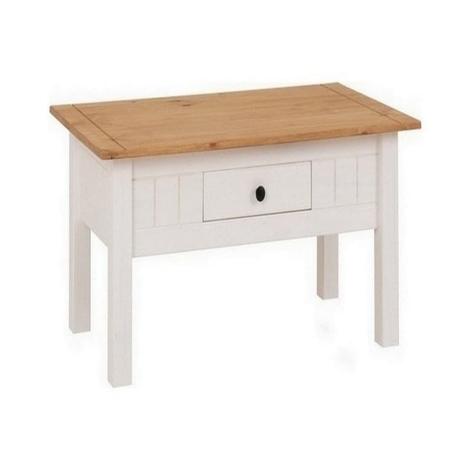 image 1 of Panama 1 Drawer Coffee Table - L60 x W100 x H44 cm - White/Natural Wax White