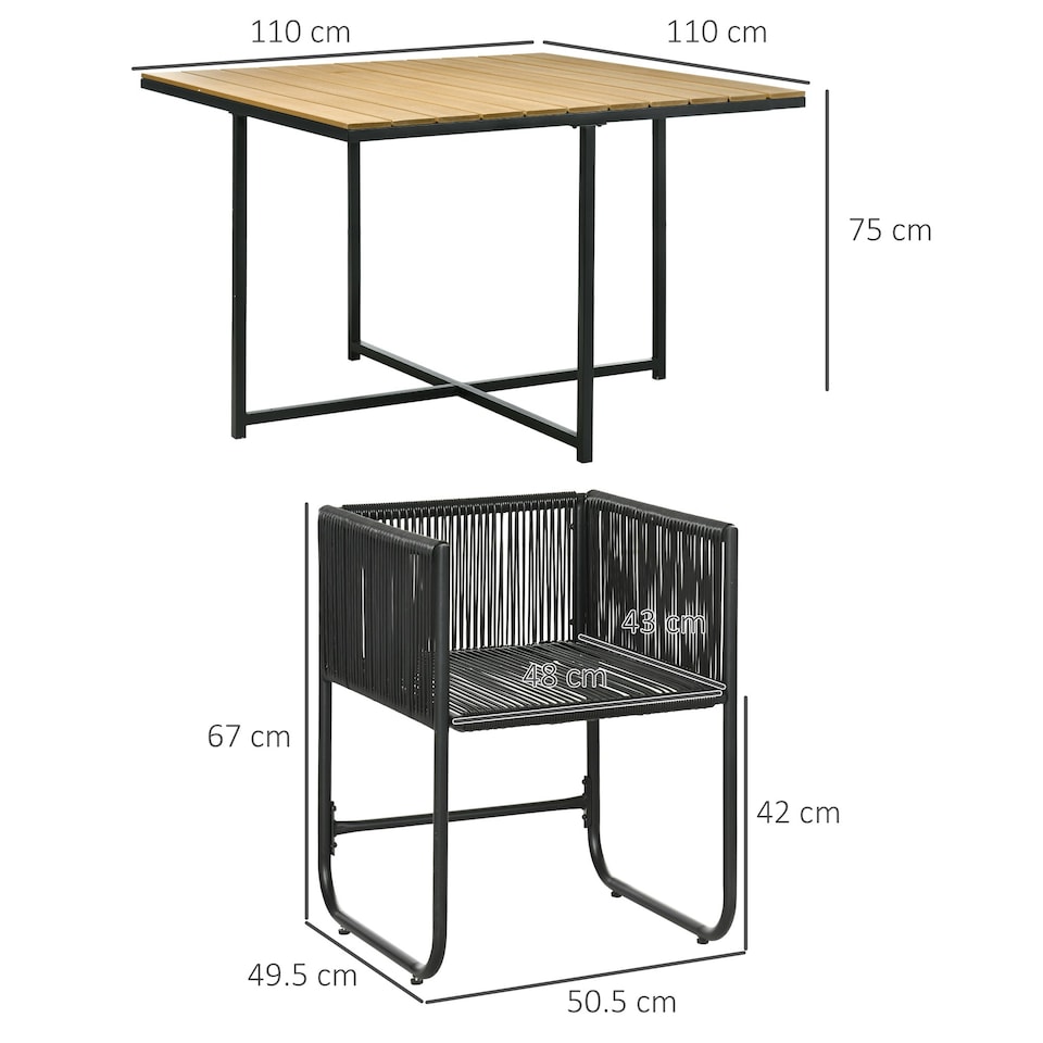 image 1 of Outsunny Rattan Dining Set, Rattan Cube Dining Sets with Space-saving