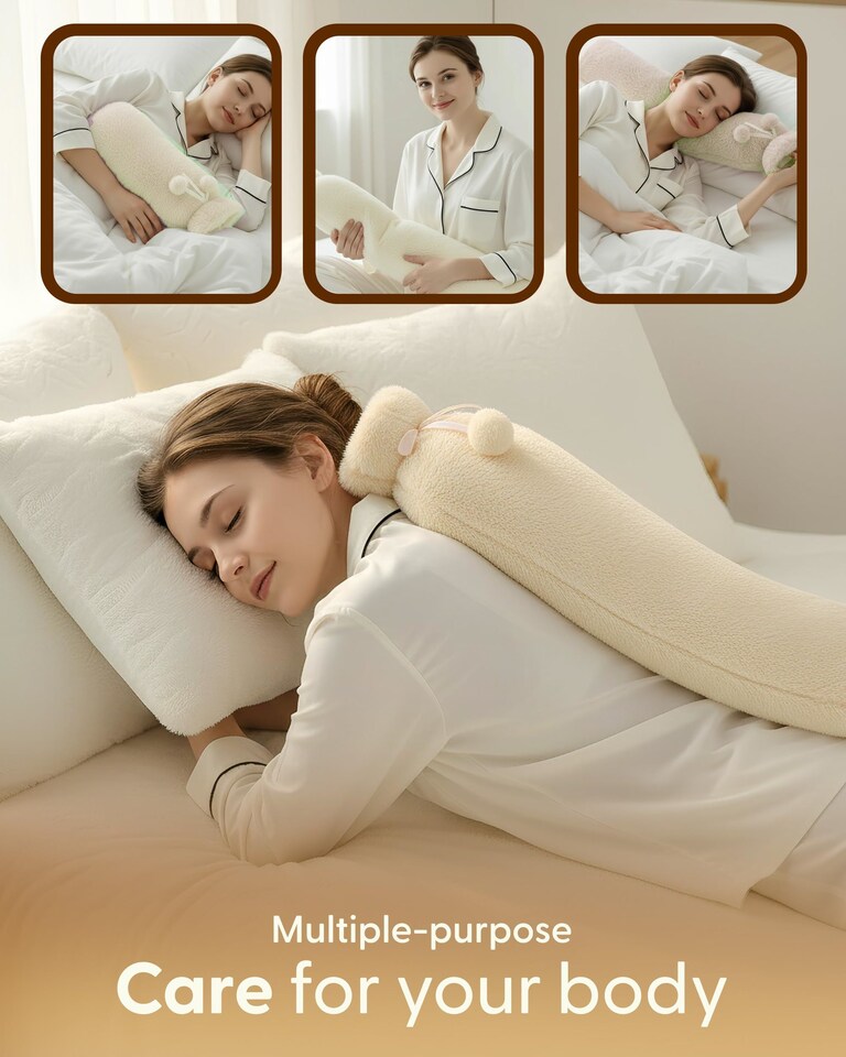 image 1 of Keplin Extra Long Hot Water Bottle 2 Litre Natural Rubber with Fleece Cover