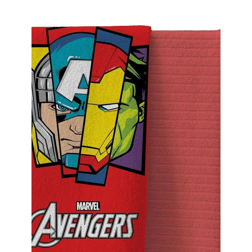 image 1 of Marvel Avengers Badge Cotton Beach Towel - Red/Multicoloured - One Size | Red | One size