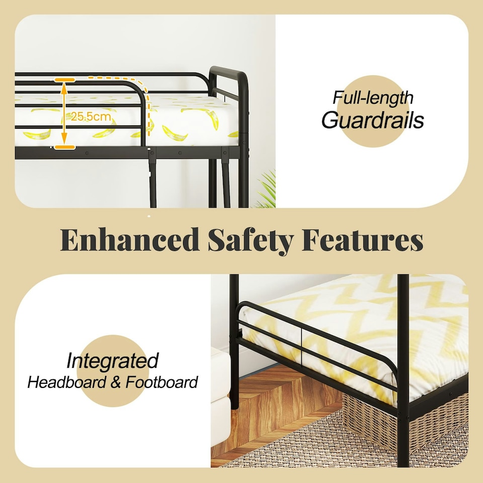 image 1 of COSTWAY Metal Bunk Bed Single Bunk Bed w/Ladder