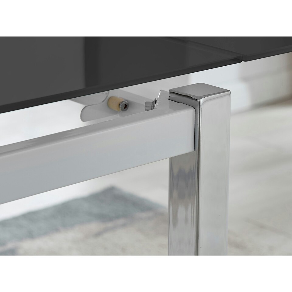 image 1 of Furniturebox Enna Black Glass Extending Dining Table