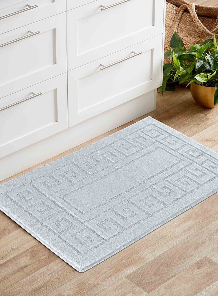 image 1 of Ivy Washable Greek Key Design Anti Slip Doormats - Runners