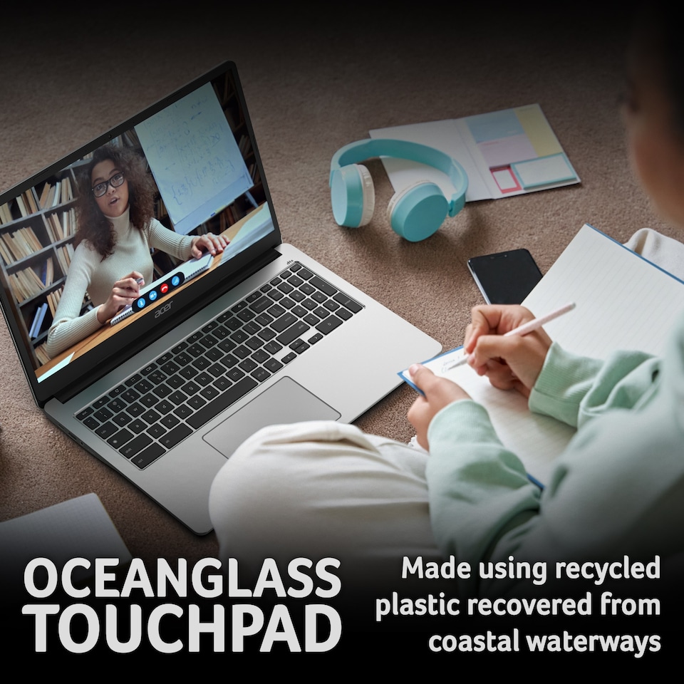 image 1 of Acer ChromeBook 315 CB315-4HT NX.KBAEK.001 Intel Celeron N4500 8GB RAM 128GB eMMC 15.6-Inch Full HD Touchscreen ChromeOS Laptop - Silver - NX.KBAEK.001