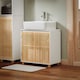 image 2 of SoBuy Under Sink Cabinet with 2 Bamboo Slatted Doors, White, 23.6x13.0x23.6 in, 11.5 kg - BZR125-W