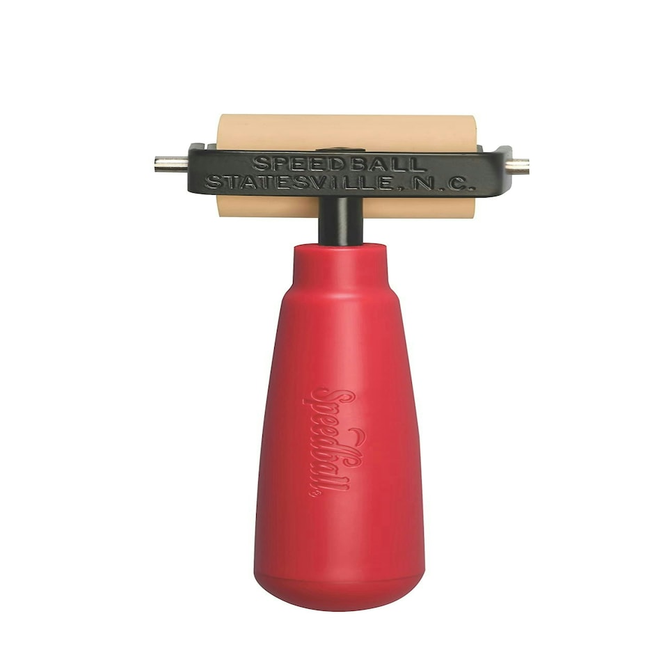 1" Soft Rubber Brayer Heavy Duty Steel Frame, Plastic Core