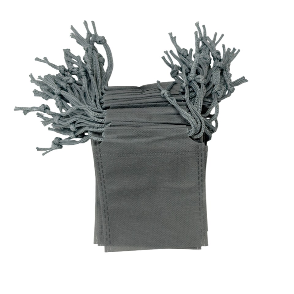 image 1 of Pack of 25 Grey Coloured 12x9cm Non-Woven Drawstring Bags | Grey