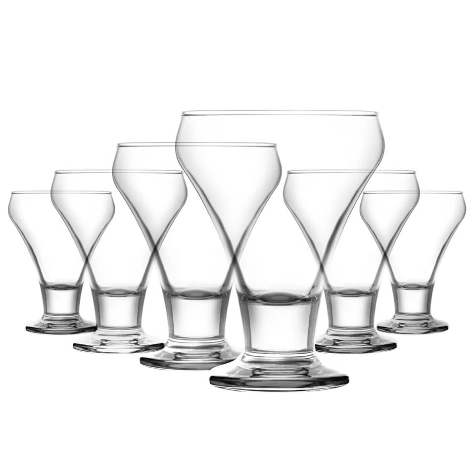 image 1 of Clear Glass Footed Dessert Bowl Ice Cream Sundae Fruit Cocktail Salad Cups 305ml | Clear | 6 Glasses
