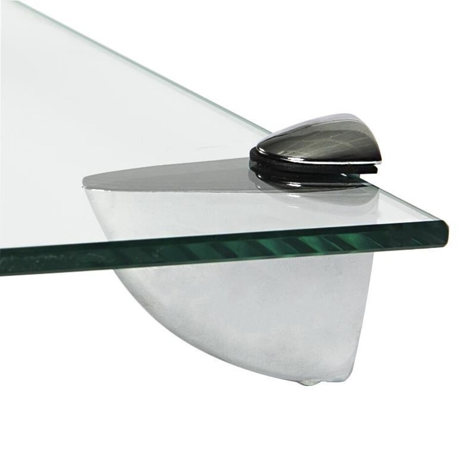 image 1 of Harbour Housewares Floating Glass Shelf - 50cm - Metallic Brackets - Bathroom Shower Storage Vanity Display Unit Shelf | Silver | Chrome | 1