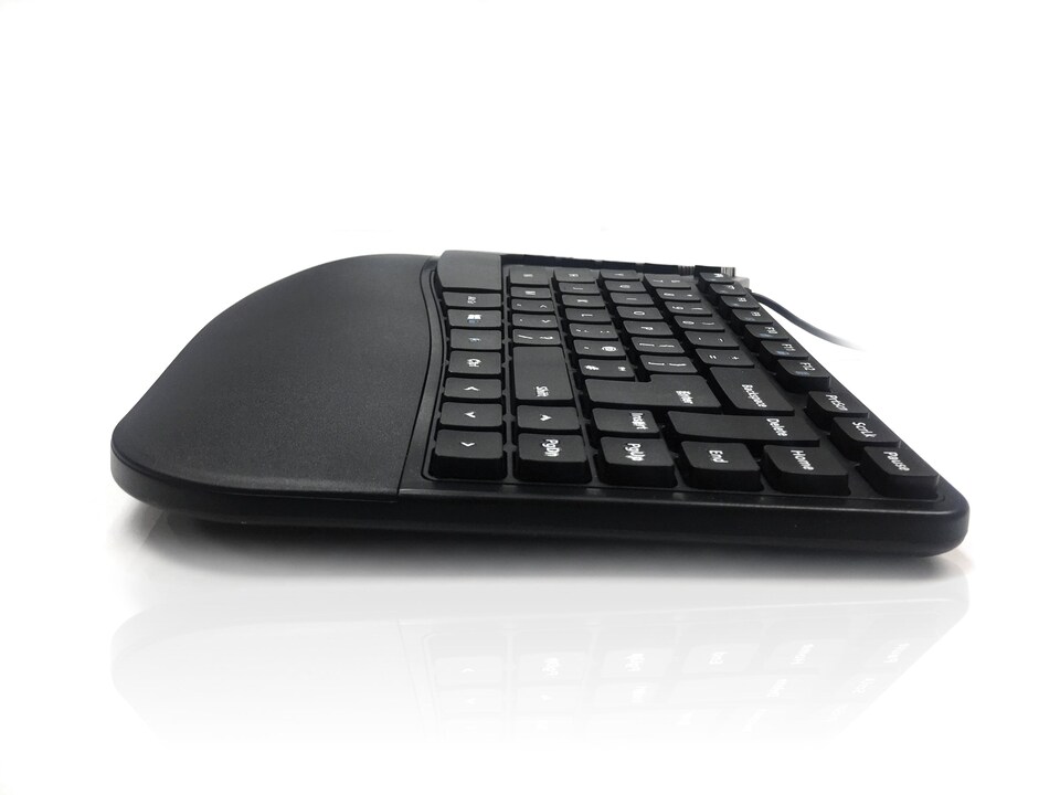 image 1 of Accuratus Contour Keyboard - USB Sculptured Ergonomic Split Key Multimedia Keyboard with Reverse Tilt - Black