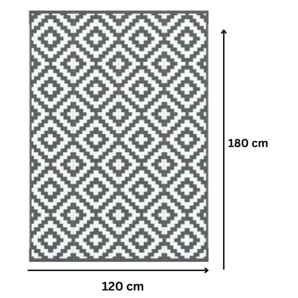 image 1 of Marco Paul Grey Aztec Outdoor Rug 180x120cm Black | white | 180 x 120cm
