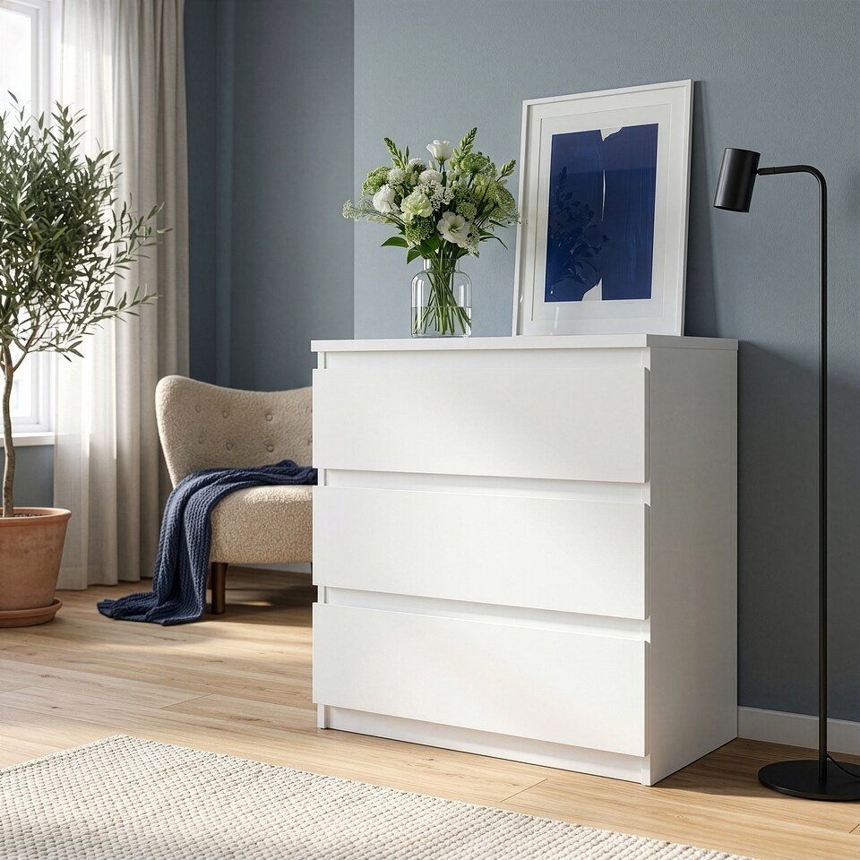 Edmore 3 Drawer Chest in White - Tesco Groceries Edmore 3 Drawer Chest in White - Tesco Groceries