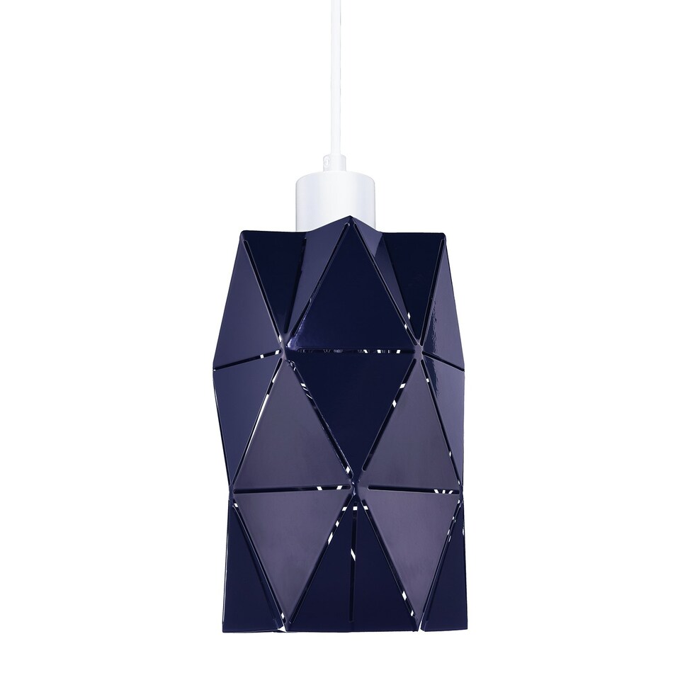 image 1 of Modern Midnight Blue Metal Pendant Shade with Diamond Shaped Cut Outs Blue