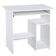image 1 of HOMCOM Compact Small Computer Table Wooden Desk Keyboard Tray Storage Shelf Modern Corner Table Home Office White