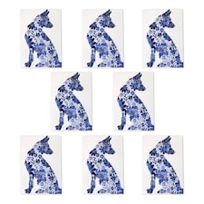 Blue German Shepherd Floral Pattern Watercolour Art Cards Pack of 8