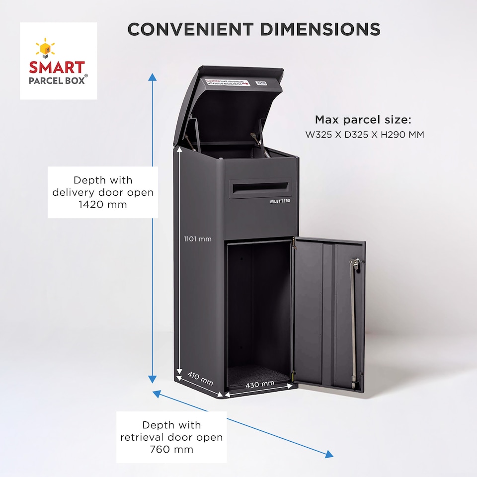 image 1 of Smart Parcel Box® Extra-Large Slanted Top Front Access Black | Black | 1