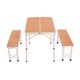 image 7 of Oypla 3ft Folding Outdoor Camping Kitchen Wood Effect Work Top Table and Benches Brown