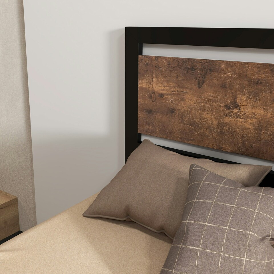 image 1 of HOMCOM Single Size Metal Bed Frame w/ Headboard & Footboard, 97x195x103cm