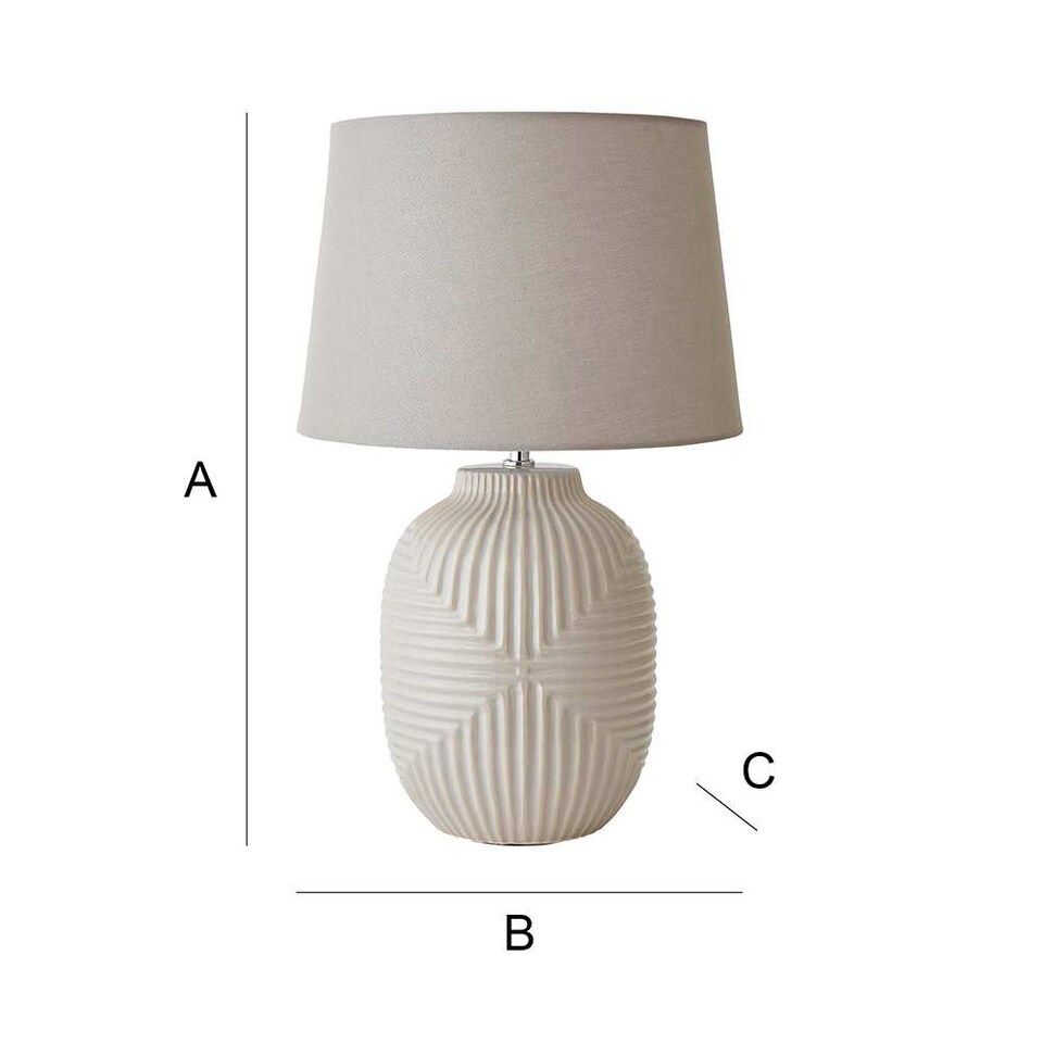 image 1 of ValueLights Harrison Tapered Lamp Shade Grey Geometric Ribbed Pattern Gloss Large Table Lamp | Grey