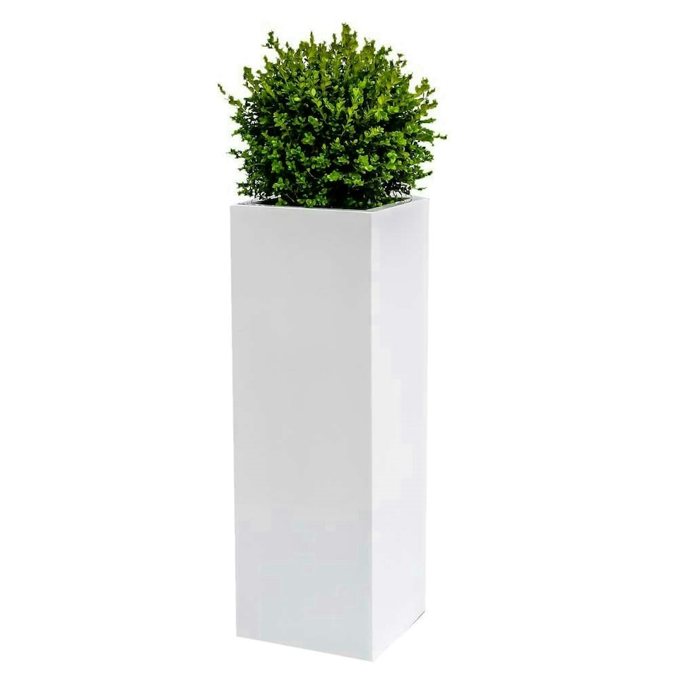 image 1 of Primrose White Large Stone Composite Effect Tall Cube Planter 1m