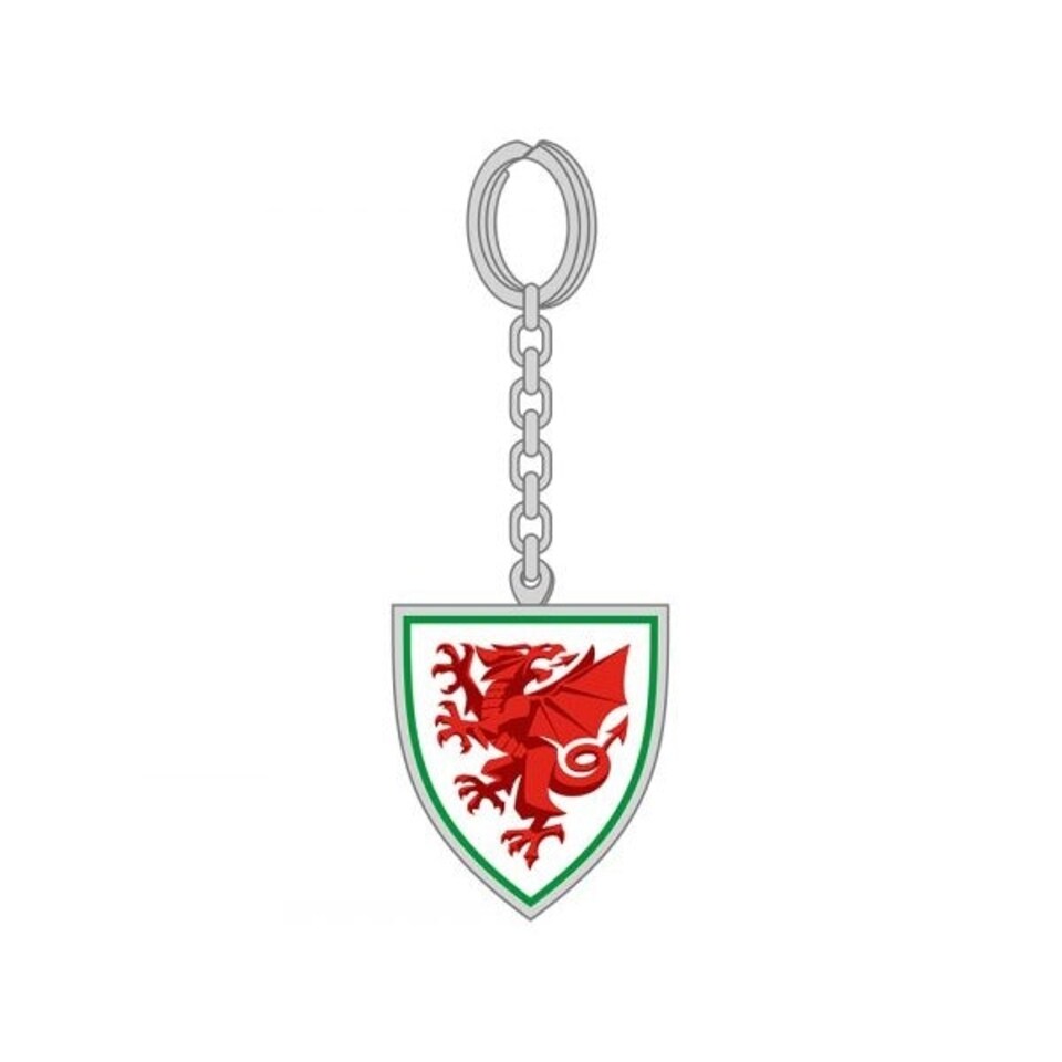 Wales Crest Keyring - Silver/Red/Green - One Size
