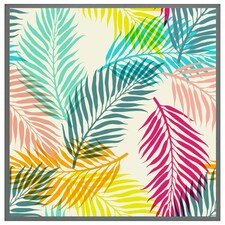 Multi coloured tropical leaves (Picutre Frame) Grey | XS