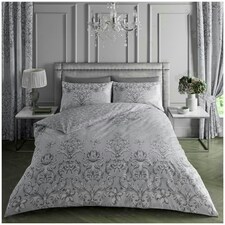 VELVETIO Antoinette Printed Duvet Cover Set Reversible Polycotton Beddings Grey | King