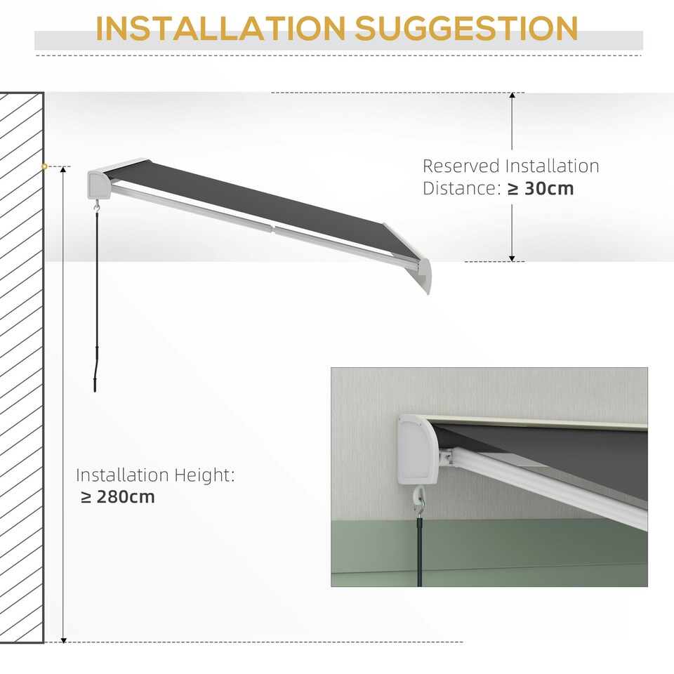 image 1 of Outsunny 4 x 3(m) Electric Retractable Awning Sun Canopies for Door Window