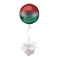 Ombre Red And Green Orbz Foil Helium Balloon - Inflated Balloon in a Box