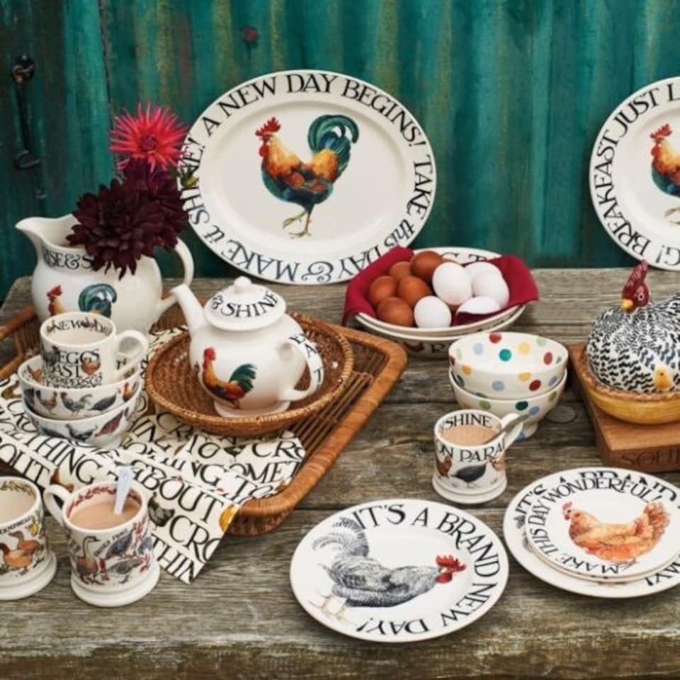 image 1 of Mug: 1 x 300ml Emma Bridgewater Rise & Shine Eggs & Toast Half Pint Mug, Ceramic White