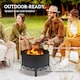image 4 of Outsunny Portable Fire Pit, 58 cm Round Firepit with Grill Grate, Black