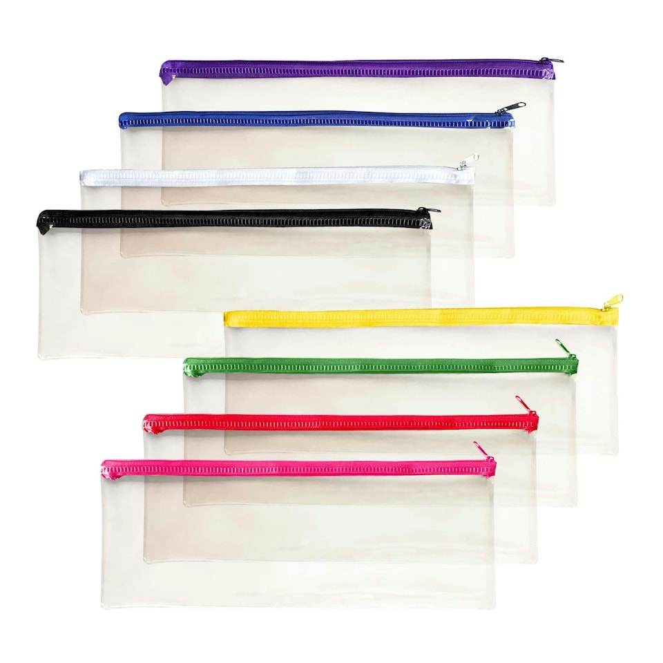 image 1 of Janrax 13x5" Red Zip Clear Exam Pencil Case