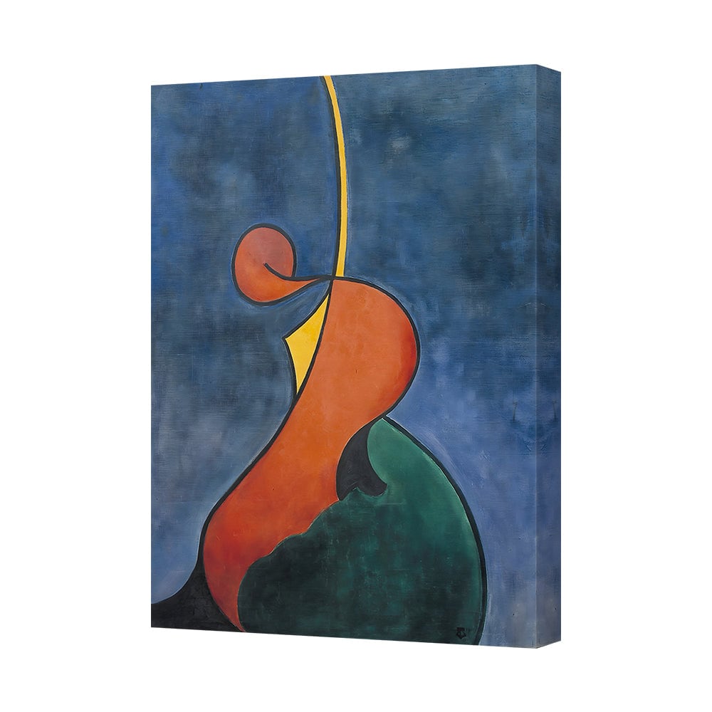 Abstract Modern Figure Canvas Art Print in Bold Orange and Blue