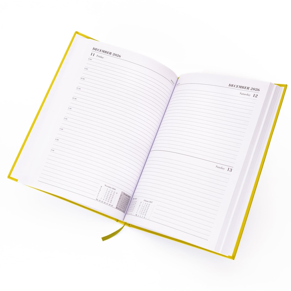 image 1 of 2026 2027 Academic Diary A5 Page a Day - Mid Year Hardback Planner From August 2026 to July 2027 - Student Teacher School Organiser with Ribbon Bookmark (A5, Yellow)