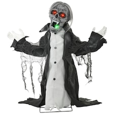 HOMCOM Voice Activated Halloween Animatronics Skeleton, Battery Operated