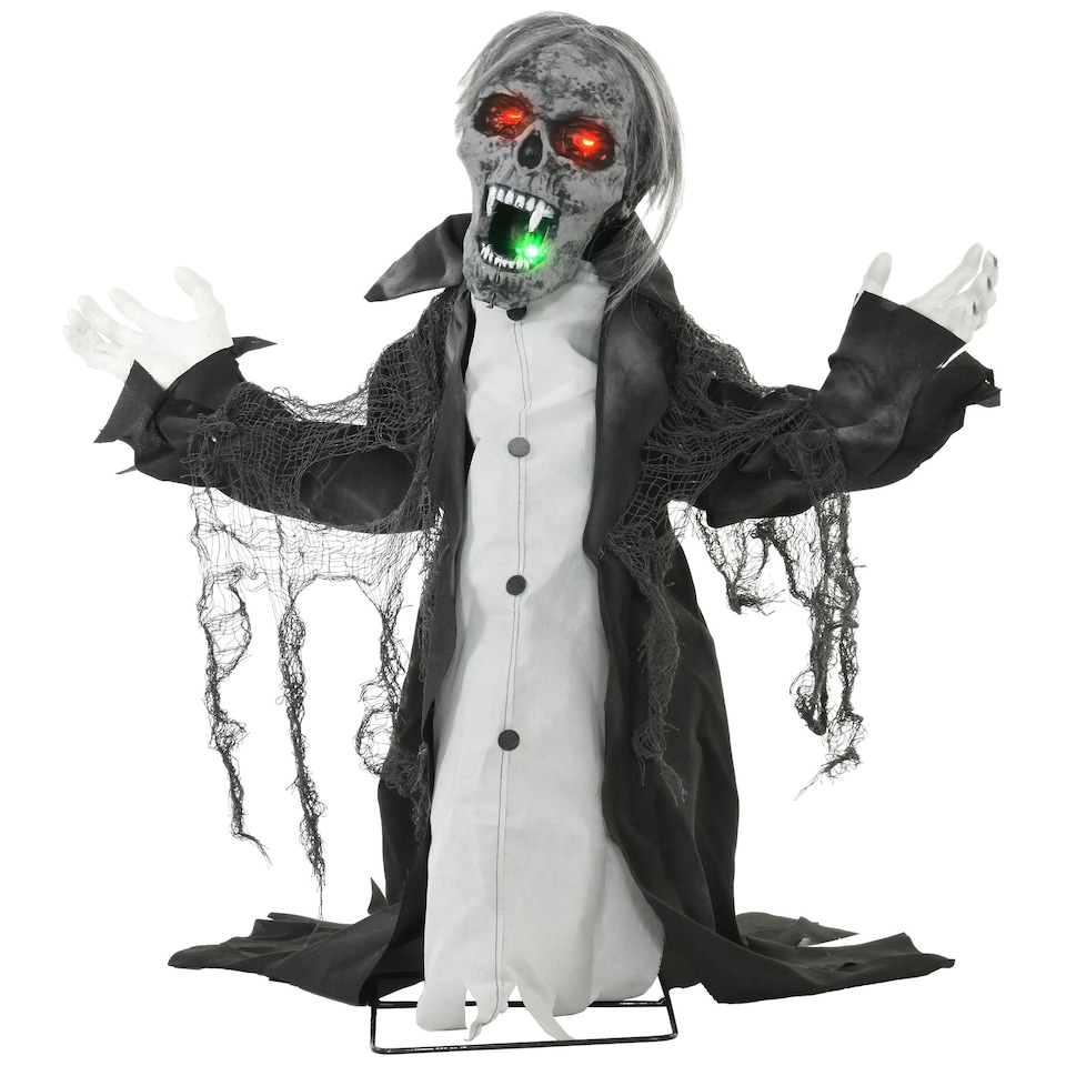 image 1 of HOMCOM Voice Activated Halloween Animatronics Skeleton, Battery Operated