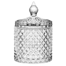 Glass Round Sweet Sugar Jar Dish Bowl with Lid Crystal Effect Decorative Wedding | Clear | Clear | 270ml