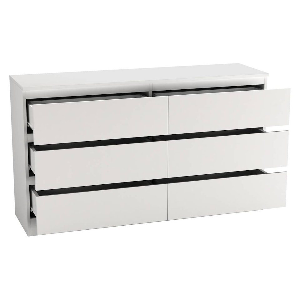 image 1 of Minimalist Chest of 6 Drawers - 68.6x120x35cm | White | White & White | 1