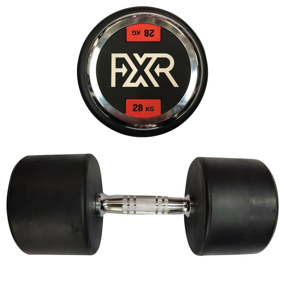 Round Rubber Dumbbells - 2 x 28kg