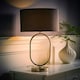 image 1 of ValueLights Antonia Charcoal Fabric Drum Lamp Shade Brushed Chrome Oval Table Lamp Silver