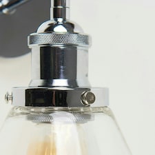 ValueLights Lloyd Polished Silver Wall Light and E27 Radio Valve LED 4W Warm White 2700K Bulb