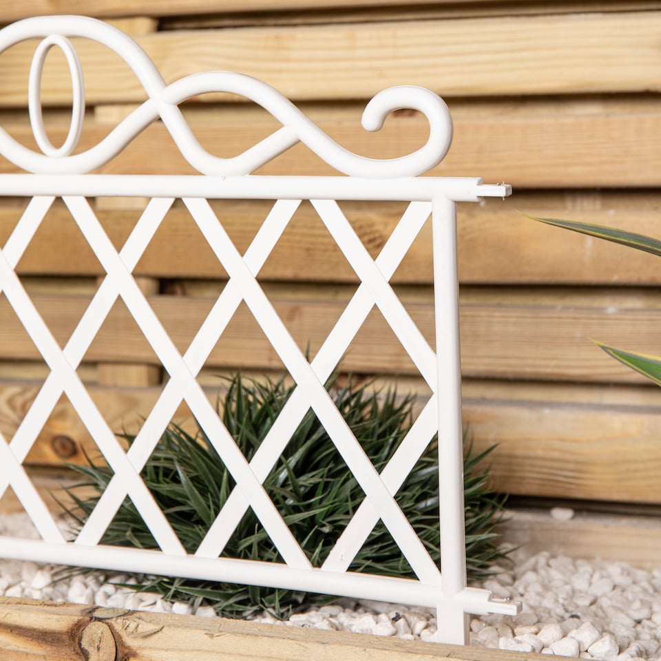 image 1 of 27cm White Plastic Garden Patio Lawn Border Fence Edging