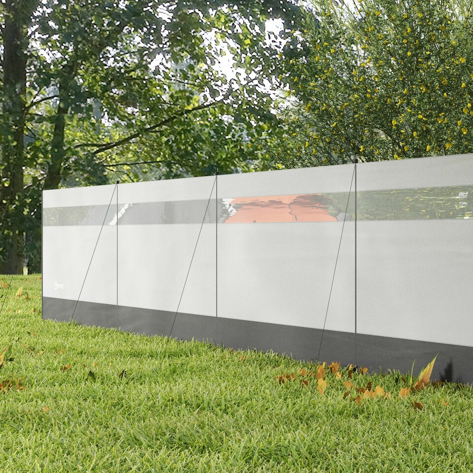 image 1 of Outsunny Camping Windbreaks with Clear Windows and Carry Bag | Grey