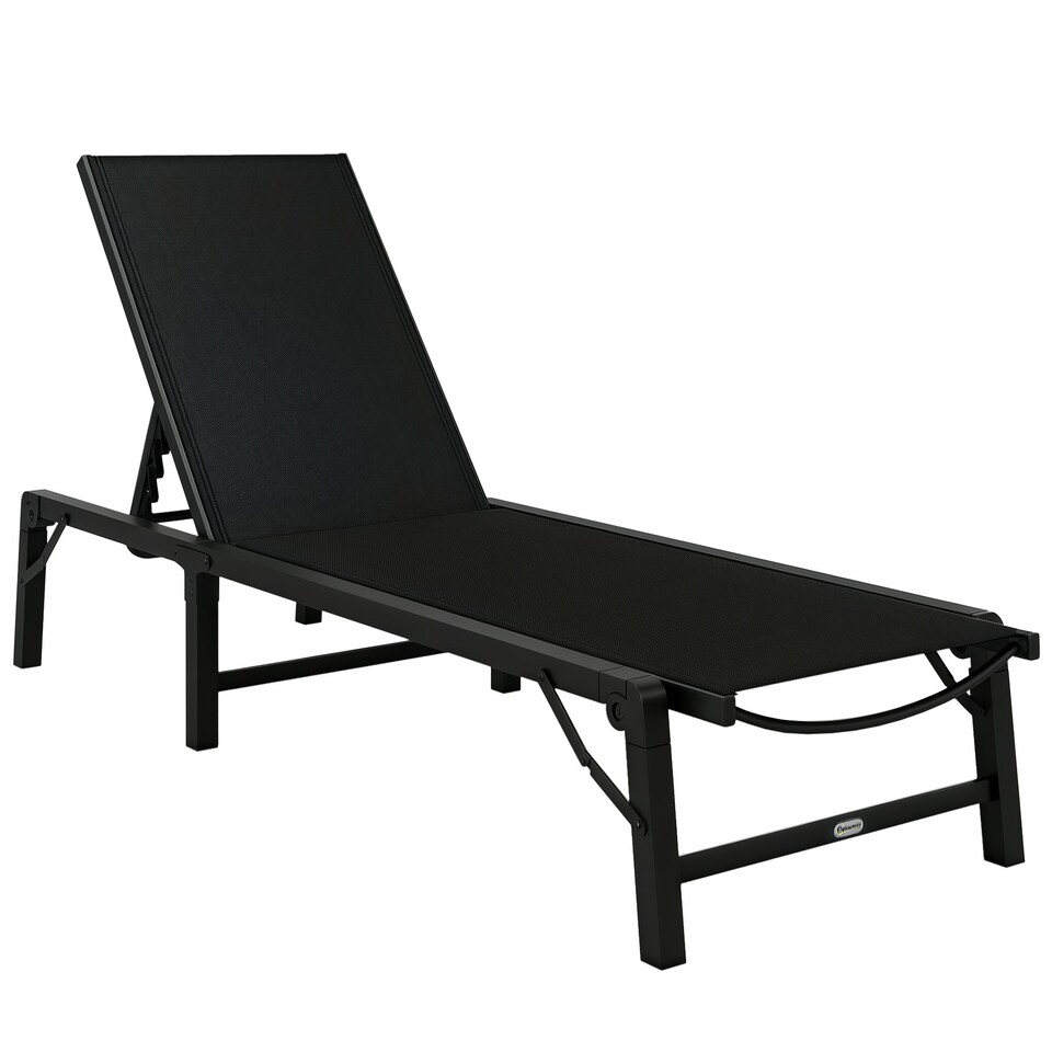 image 1 of Outsunny Folding Sun Lounger Set of 2, 5-Position Reclining Sun Bed