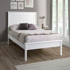 4ft6 Double Pure white,wood,wooden low foot end board,solid panel bed frame.Shaker style.