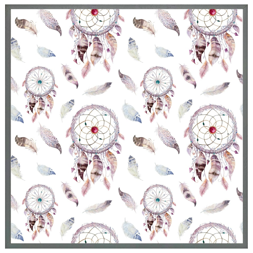 image 1 of Dreamcatcher and feather pattern (Picutre Frame) Black | XL