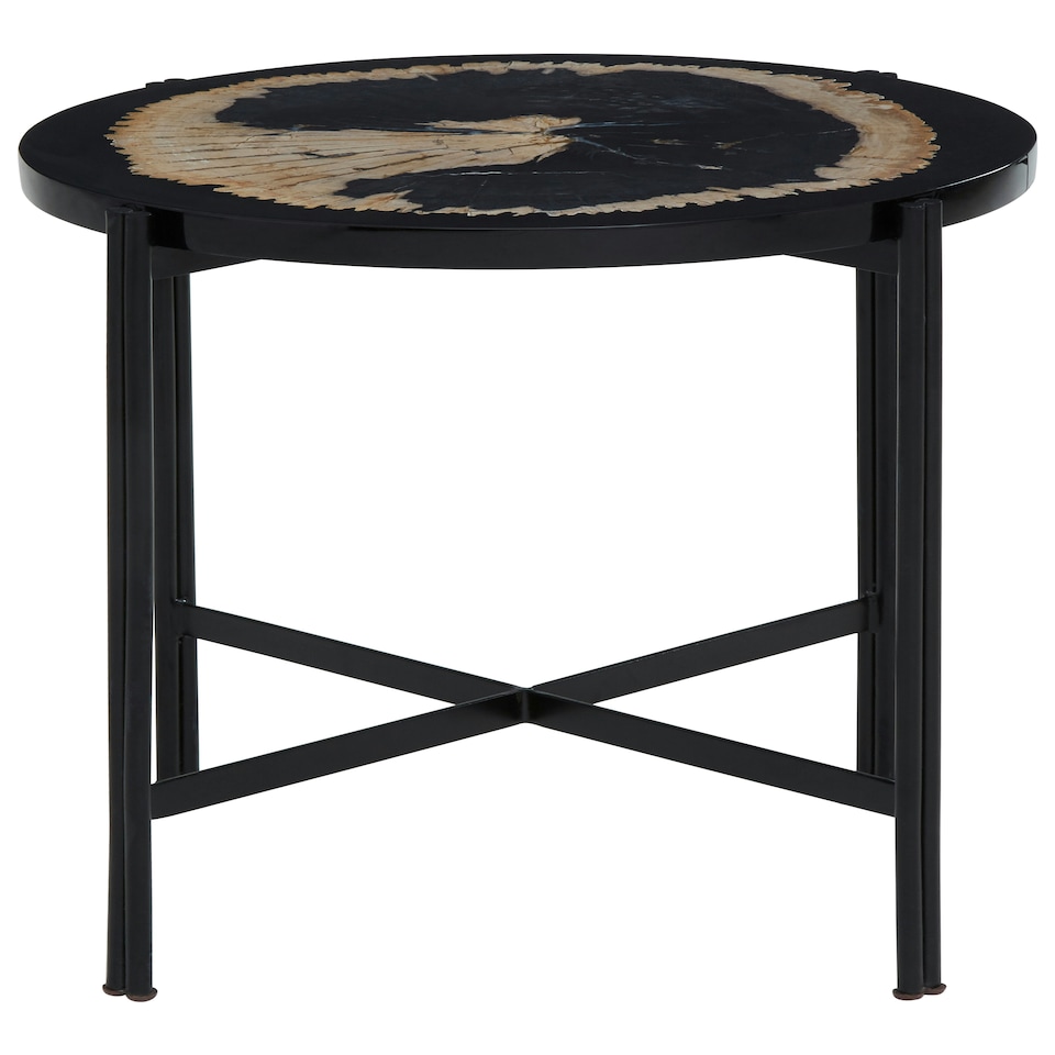 image 1 of Relic Side Table With Resin Powder Coated Frame Black