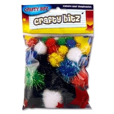 Pack of 30 Assorted Glitter Pom Poms by Crafty Bitz