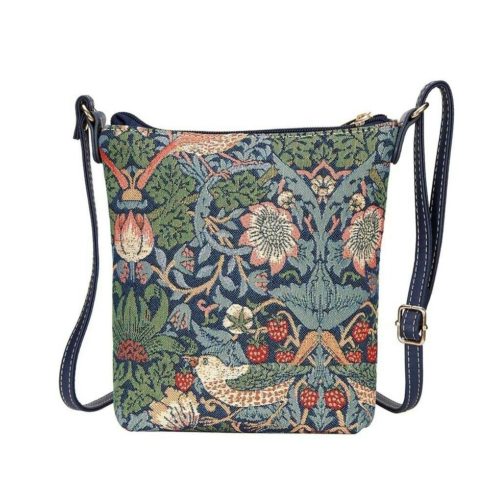 image 1 of Signare Sling Body Bag William Morris Strawberry Thief Blue | Blue
